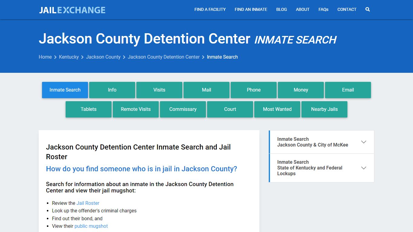 Jackson County Detention Center Inmate Search - Jail Exchange